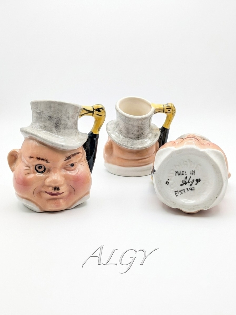 'Algy' Toby Mug – Face Character Pitcher - Pink, White, Black, Gold